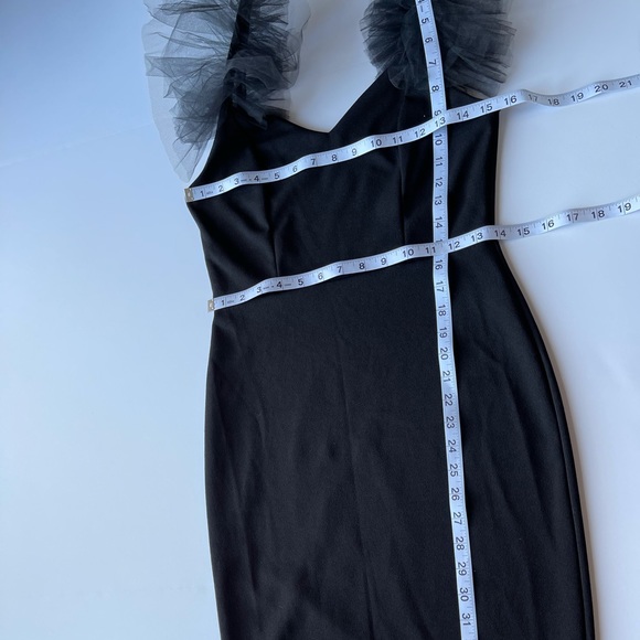 LINE 6IX BLACK SPAGHETTI STRAP TULLE SLEEVE DRESS - Picture 8 of 12